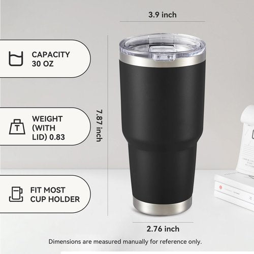 Cool Yoleb 30 oz Tumbler with Lid Stainless Steel Tumblers Bulk Vacuum Insulated Cup Reusable Powder Coated Travel Mug Double Wall Leak Proof Cups Keep Cold Drinks for 12 Hours Black, Set of 12