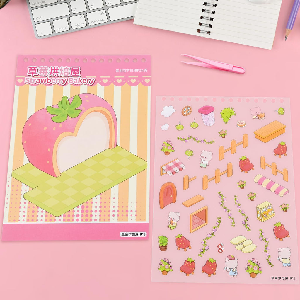 20 Sets 3D Sticker Scenes, Make Your Own 3D House Stickers Therapy, Miniature Scene Stickers for Halloween (style2)
