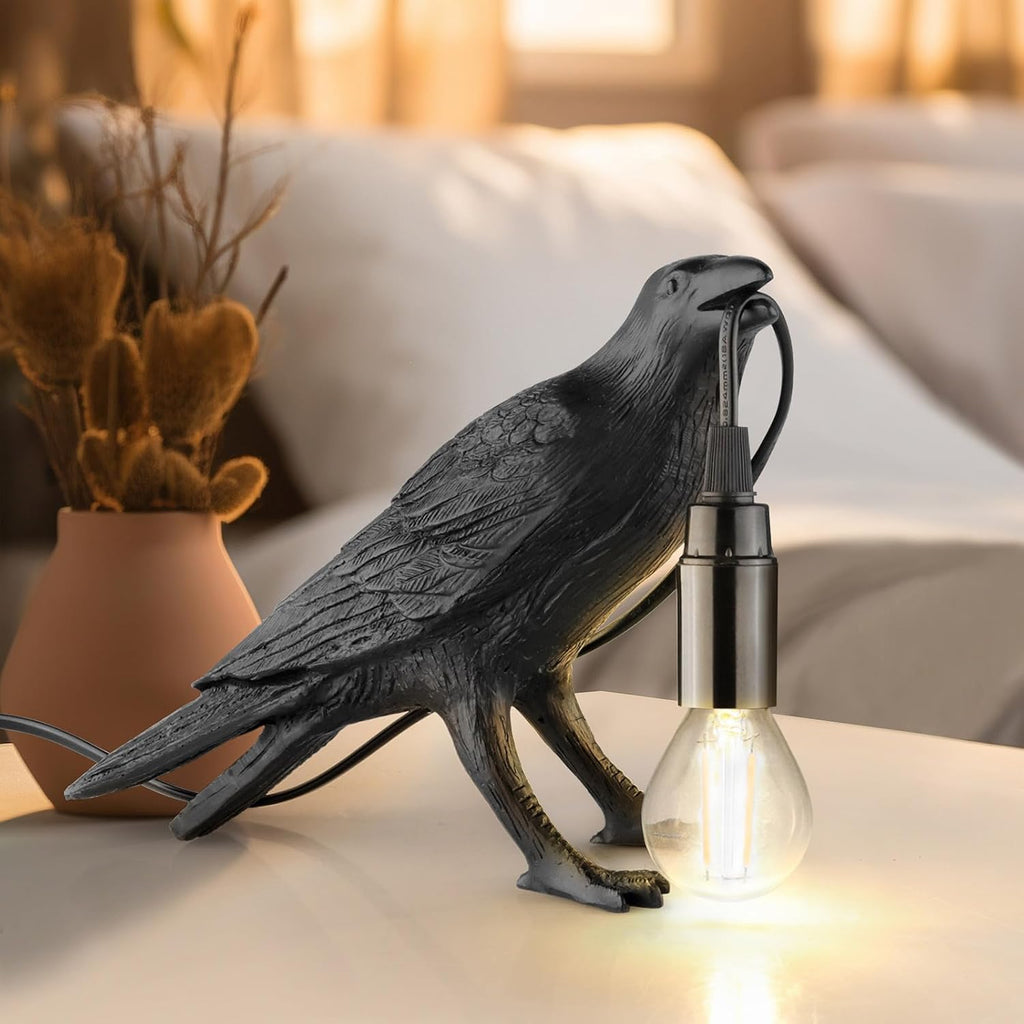 Skiennix Halloween Crow Lamp - Gothic Raven Table Light for Bedroom & Living Room Decor