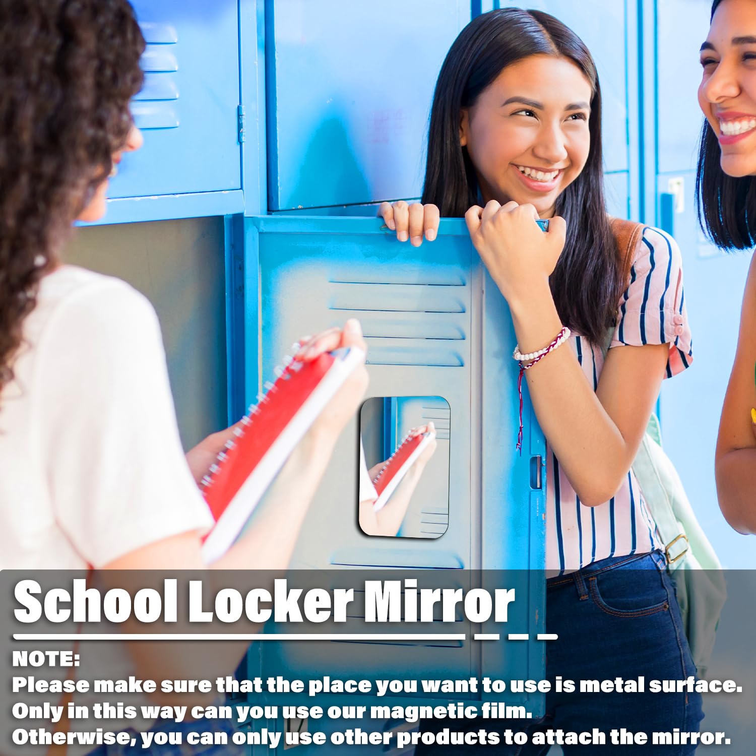 Tooackl 7x9 inch Magnetic Locker Mirror, Large Frameless Real Glass Mirror with Magnetic Backing, HD Distortion-Free Reflection, Polished Safety Edges for School, Gym, Fridge & Office