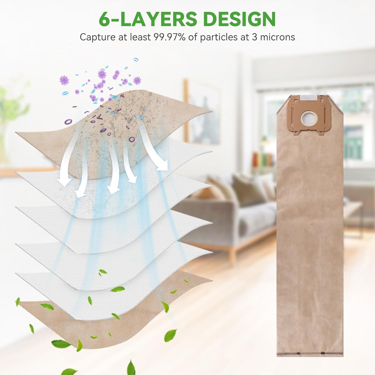 Vacuum Bags Compatible with Oreck Magnesium Upright Vacuum - 4 Pack Type LW HEPA Vacuum Cleaner Bags Replacement Bags for LWPK6OH LWPK25OH LWPK3OH