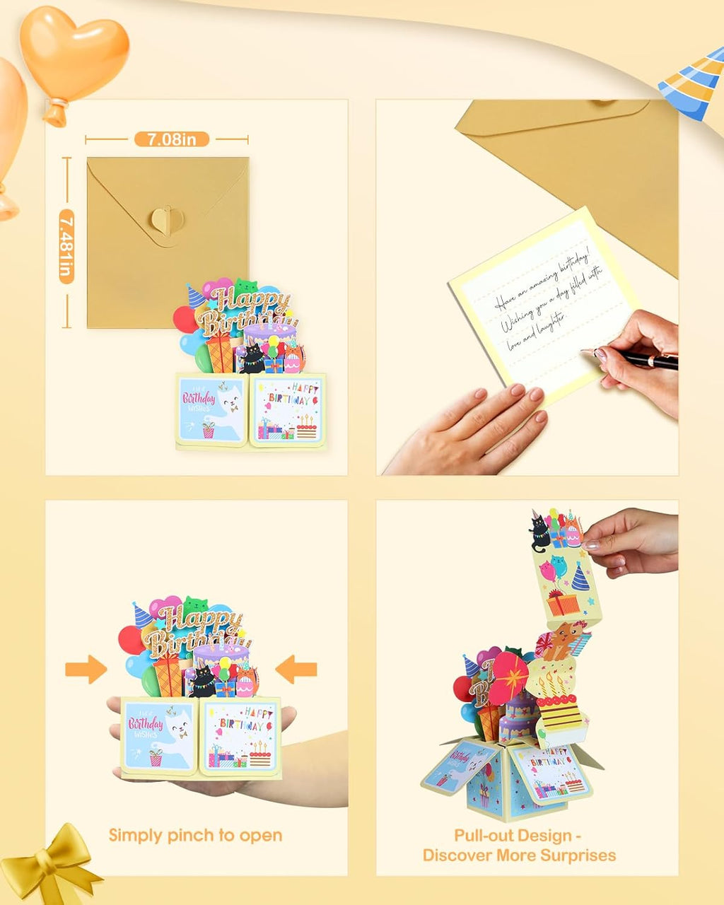 **Regine Switzerland Pop Up Birthday Card - Funny Cat 3D Greeting Card with Envelope | Unique Gift for Cat Lovers**