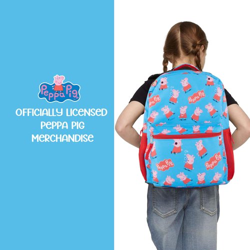 Peppa Pig Backpack for Girls - Peppa, George, Mummy and Daddy - 16" Backpack For School - Front Pocket and Laptop Sleeve Backpack for Girls and Toddlers - Preschool and Elementary School Bag