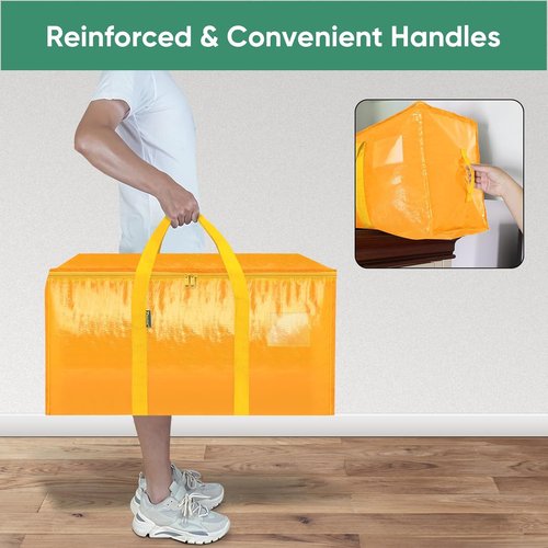 BALEINE Oversized Moving Bags - Heavy-Duty Storage Totes with Reinforced Handles | Light Yellow, 6-Pack
