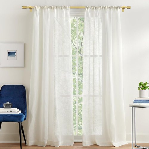 GXOACKJ Gold Curtain Rods - Adjustable 28-48 Inches | 5/8 Inch Set with Brackets for Bedroom & Living Room