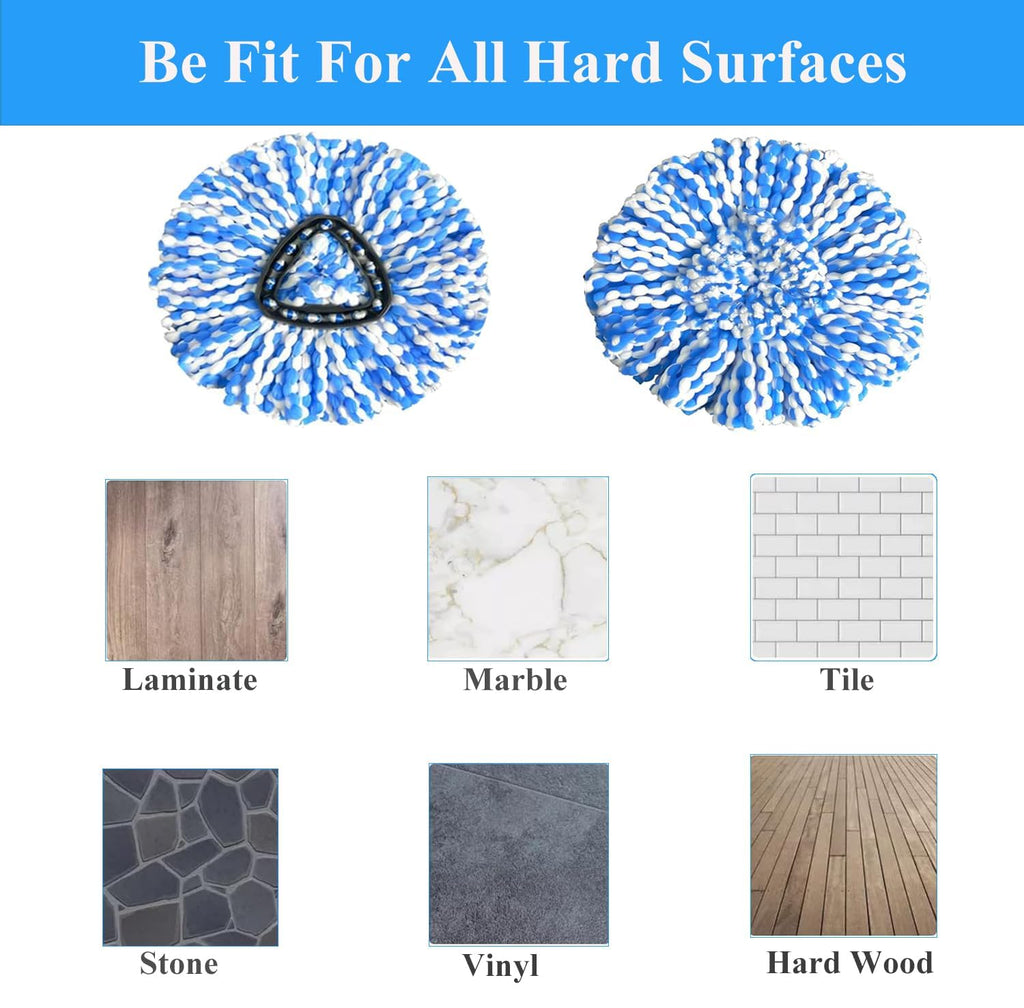 [5 Pack] 2-Tank Spin Mop Replacement Heads, 100% Microfiber, Compatible with O-Cedar EasyWring, Machine Washable & Easy to Replace, Highly Absorbent Refills for Household Floor and Car Cleaning
