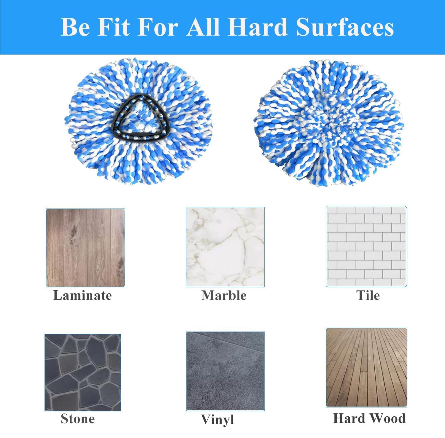 [5 Pack] 2-Tank Spin Mop Replacement Heads, 100% Microfiber, Compatible with O-Cedar EasyWring, Machine Washable & Easy to Replace, Highly Absorbent Refills for Household Floor and Car Cleaning