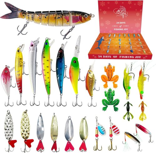 Fishing Advent Calendar 2025 - 24-Day Countdown with Bionic Lures & Crankbaits | Perfect Christmas Gift for Men & Boys