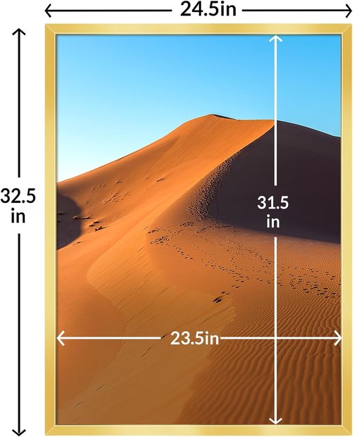 LaVie Home 24x32 Gold Picture Frame - HD Plexiglass Wall Display for Vertical or Horizontal Use