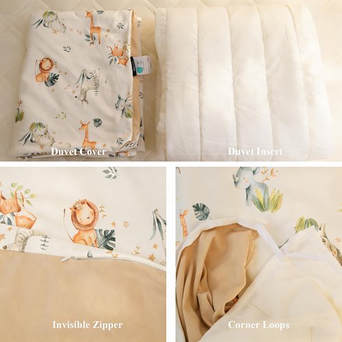 JoyTrek Toddler Comforter, Lightweight Baby Blanket for Toddler Bed, All Season Warm Cribs Quilt Kid Duvet Insert with 100% Cotton Soft Detachable Cover, Machine Washable 47x59in Animals