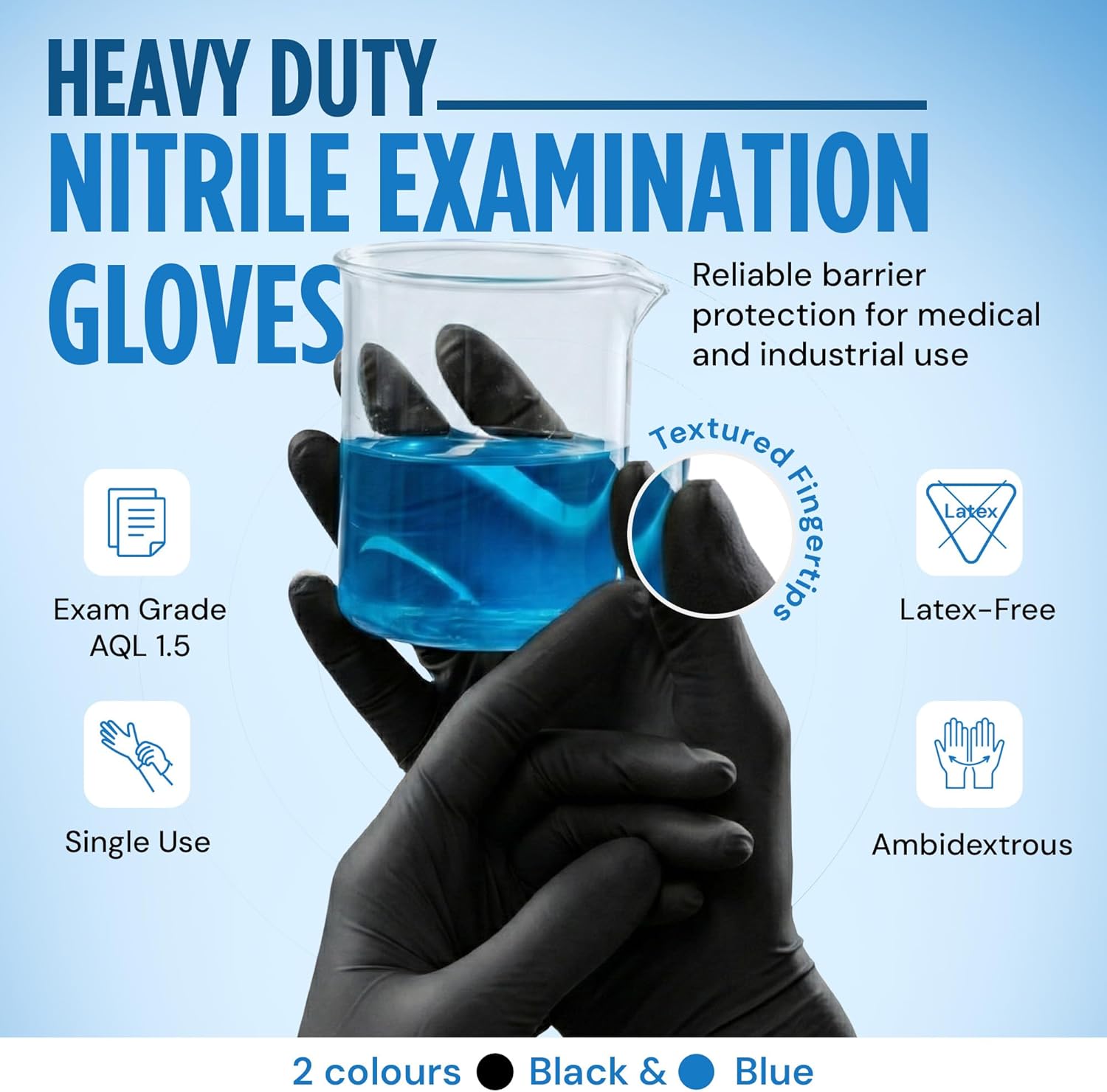 Skiennix Nitrile Exam Gloves - Latex-Free, Powder-Free, Non-Sterile Disposable | Ideal for Medical & Kitchen Use