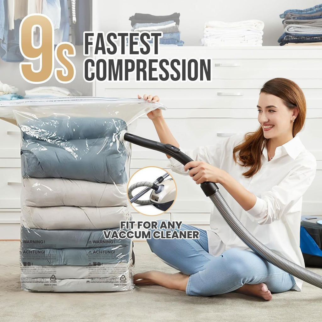 TAILI Jumbo Vacuum Storage Bags - Extra Large Seal Bags for Clothing & Bedding | 31x40x15 Inch, Cream - 4 Pack
