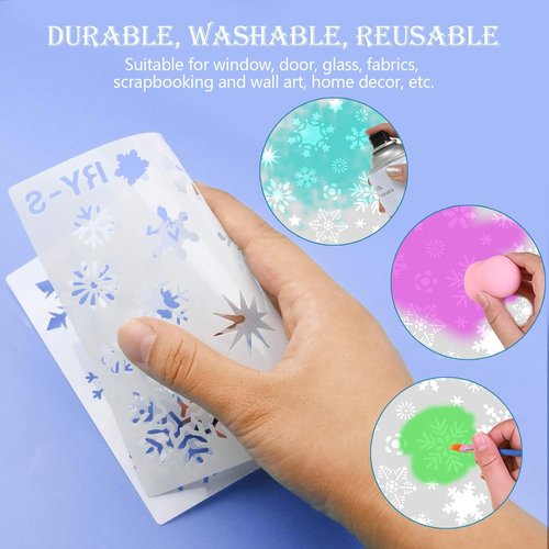 Jmkcoz Christmas Snowflake Stencil - Reusable Plastic Craft Template for Holiday DIY Projects