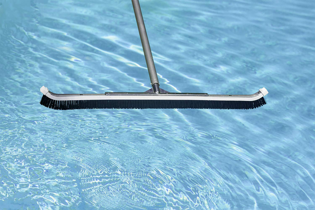 Poolmaster 36-Inch Commercial Pool Brush - Heavy-Duty Aluminum Back & Curved Nylon Bristles