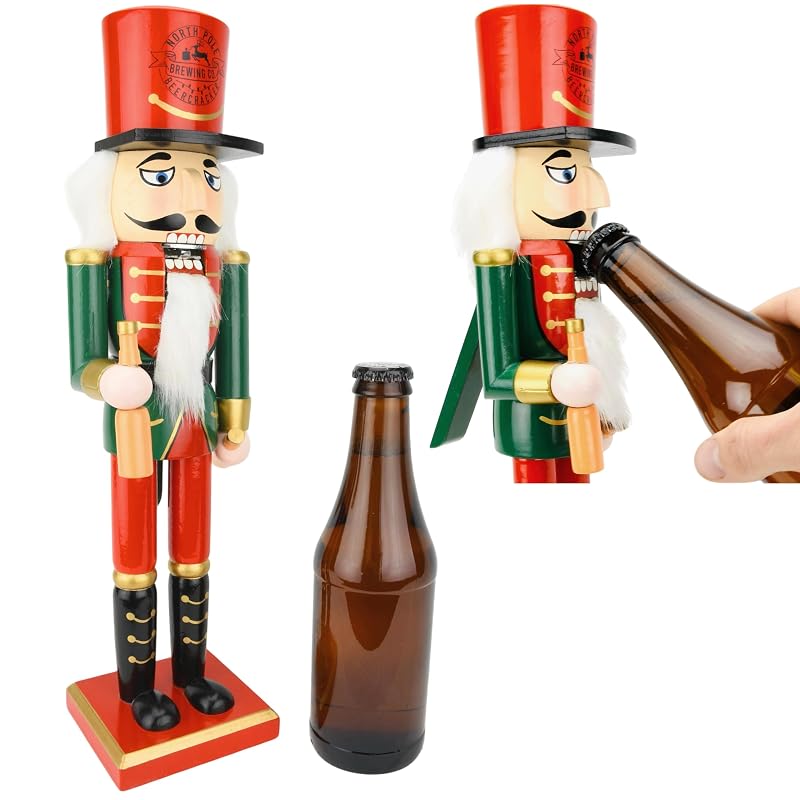Beercracker Nutcracker Bottle Opener 15" Tall - Functional Holiday Decor