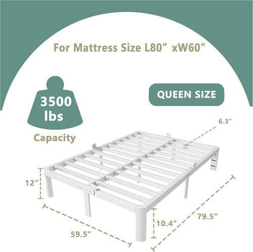 ITIMIDI Queen Bed Frame - 12 Inch Metal Platform Design, Heavy Duty, No Box Spring Needed, Easy Assembly