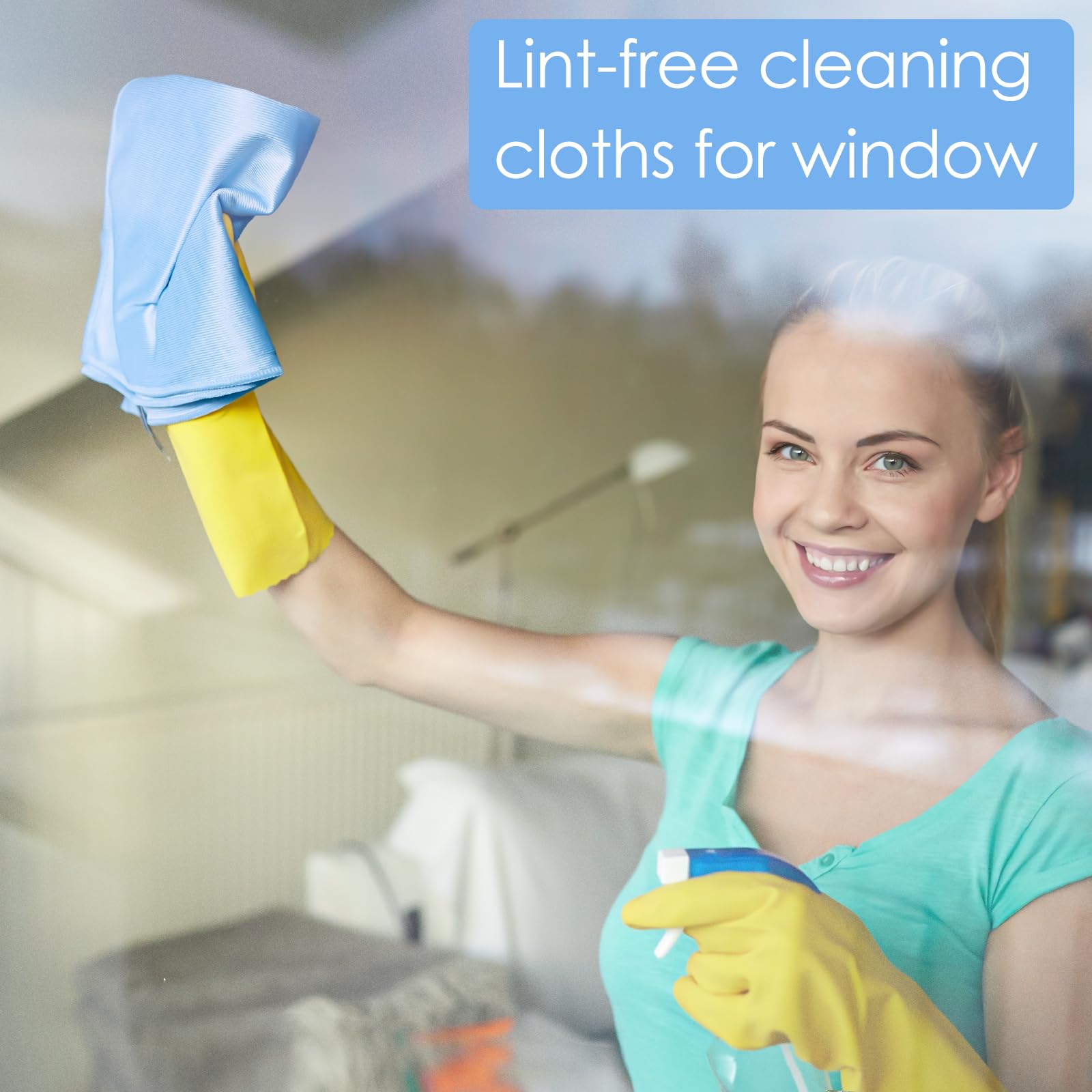 ATZNZIK 24 Pack Microfiber Glass Cleaning Cloth 16 Inch X 16 Inch Polishing Cloths Glass Cleaning Towel Lint Free Cloth for Cleaning Windows, Glasses, Mirrors, Windshields, Stainless Steel