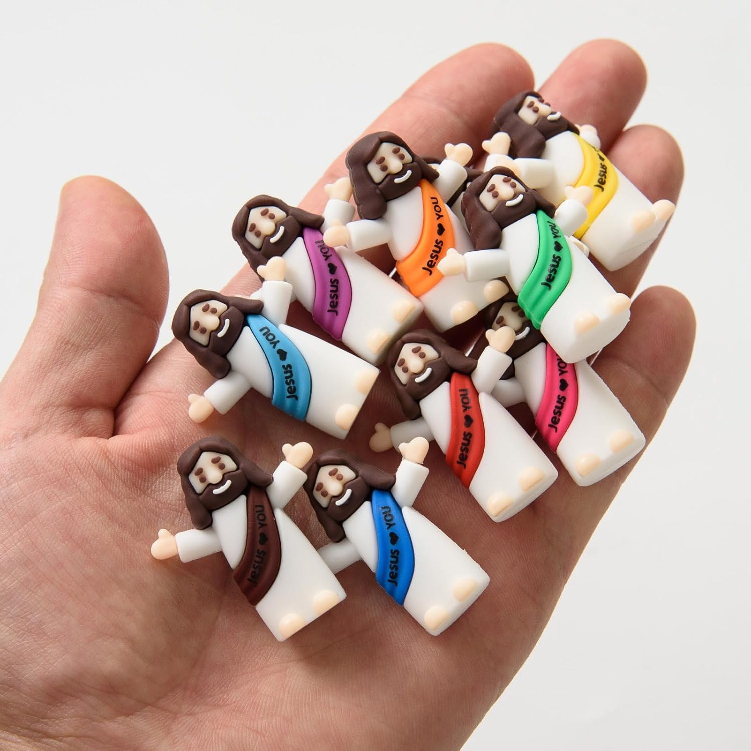 Mini Jesus Figures by [Brand Name] - 50 Pcs Tiny Religious Christ Dolls for Easter Egg Stuffers | Multicolor