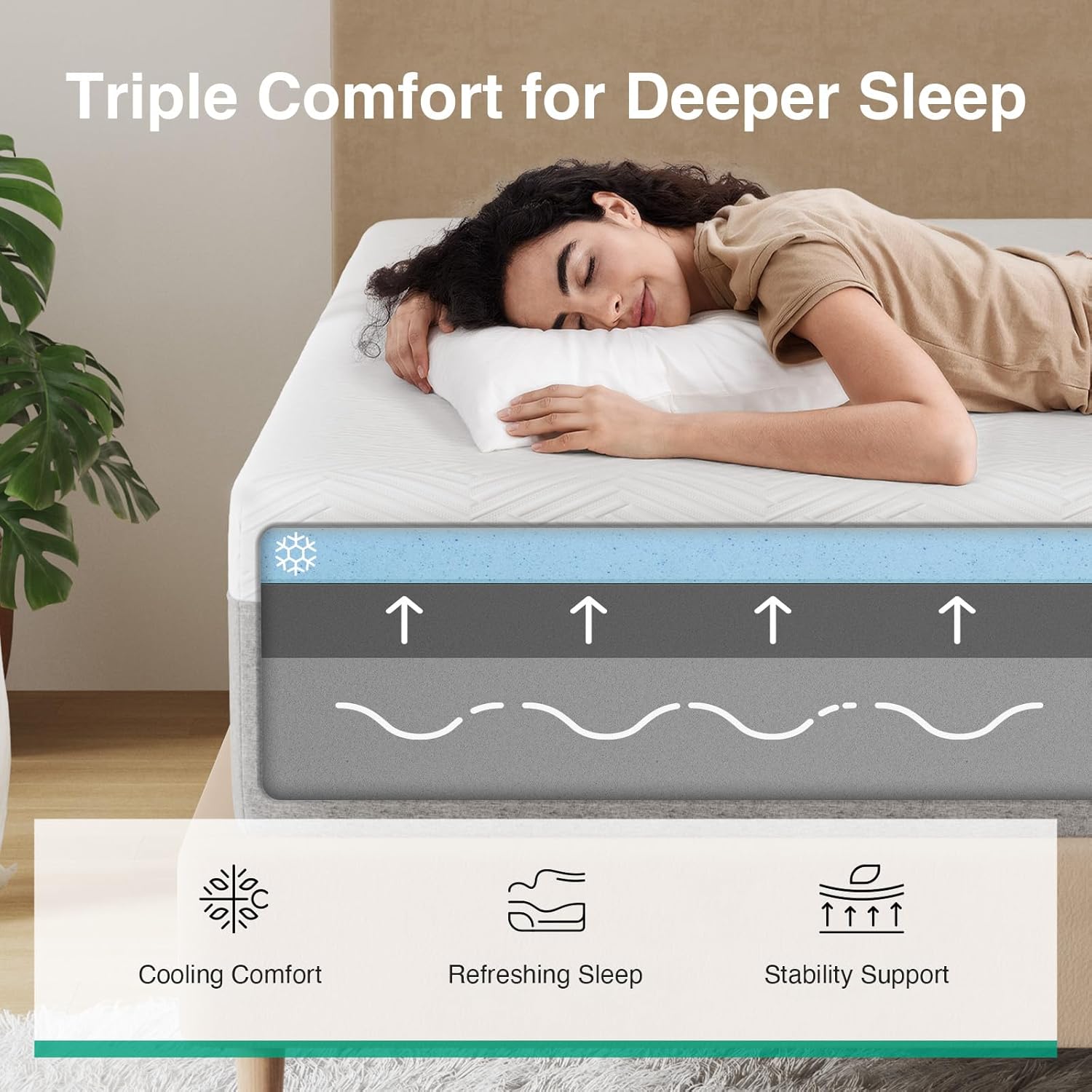 Novilla King Size Mattress - 12 Inch Gel Memory Foam for Cool Sleep & Pressure Relief | Medium Plush Feel