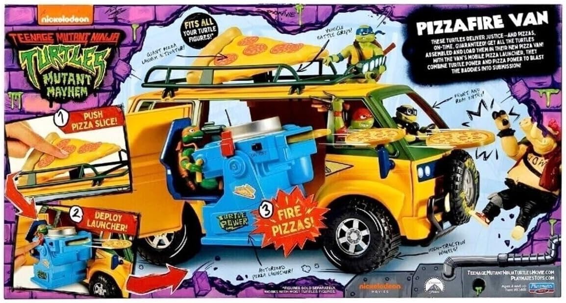 Playmates Toys Teenage Mutant Ninja Turtles Pizza Fire Delivery Van | Fun Action Playset