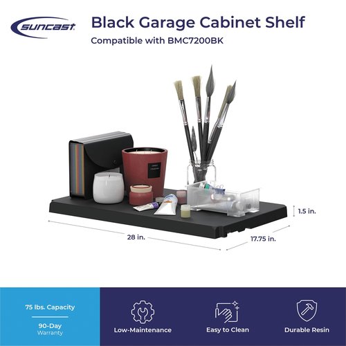 Suncast Tall Garage Storage Cabinet Shelf, Compatible with Models BMC7200 & BMC3600, Black