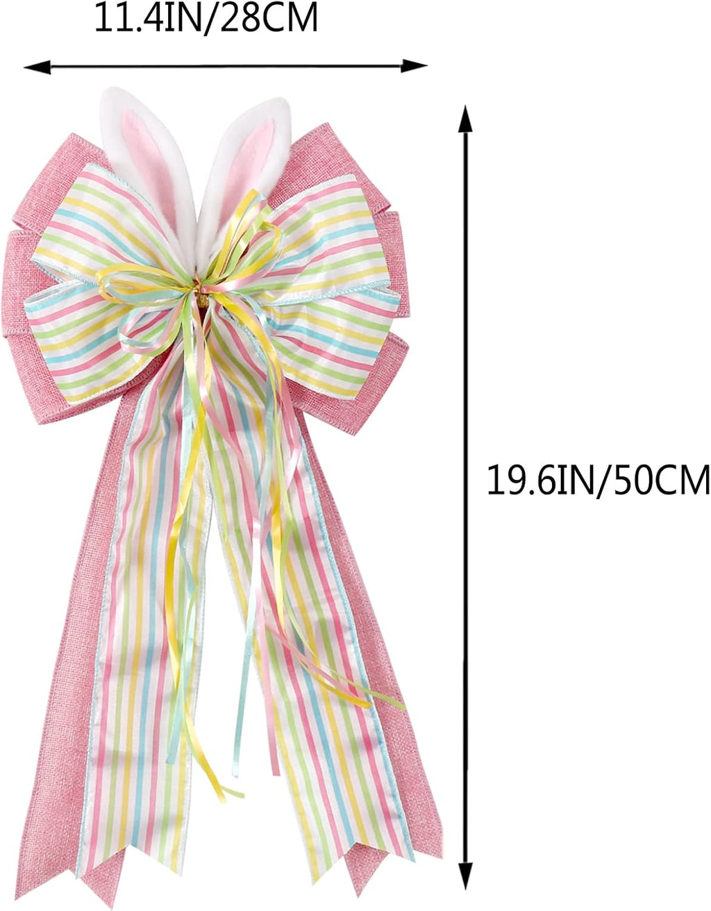 Skiennix Easter Bows for Wreaths - Decorative Pink Burlap Bow with Bunny Ears for Spring Decor