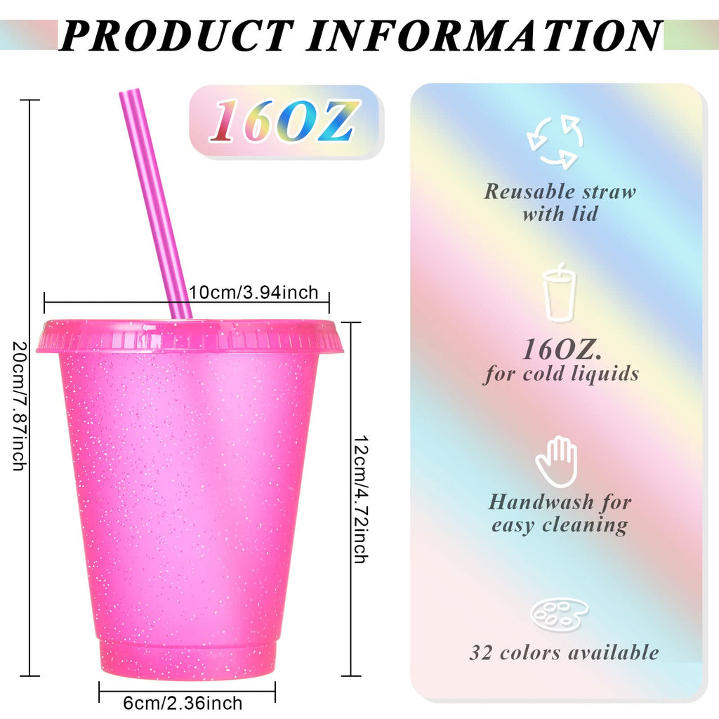 Sieral 60 Pack Cups with Lids and Straws Kids Tumbler with Straw Reusable Water Bottle Iced Coffee Travel Mug Adults Plastic Cups for Parties 16 oz (Vivid Colors)
