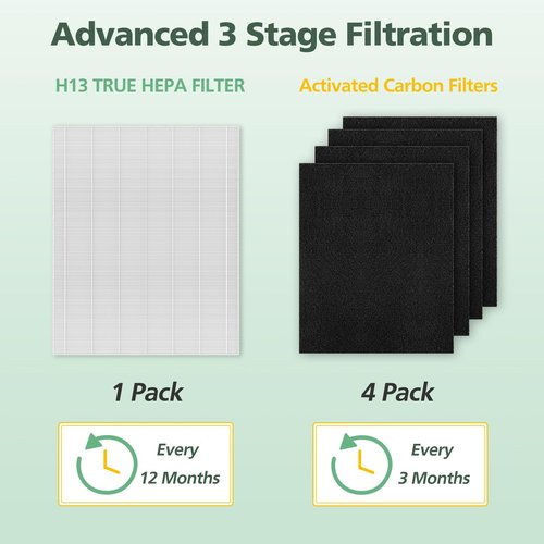D480 Replacement Filter D4 Compatible with Winix D480 Air Purifier Part No. 1712-0100-00, Includes 1 HEPA and 4 Activated Carbon Filters (1+4)