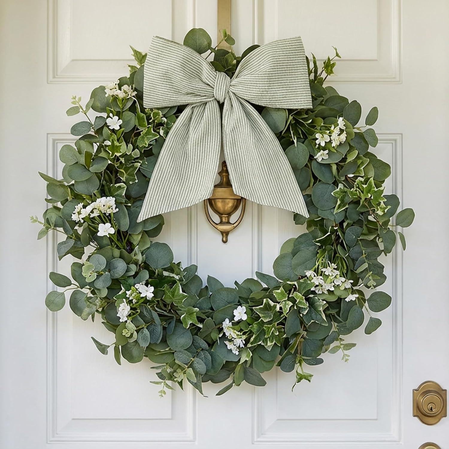 Skiennix Wreath Sash - Holiday Stripes Design | 5.1'' W x 59'' L for Front Door Decor