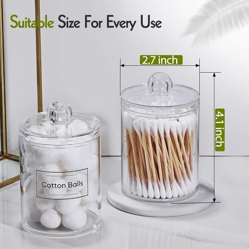 Clear Acrylic Qtip Holder Dispenser by [Brand Name] - 2 Pack Cotton Swab Canisters for Bathroom & Vanity Storage