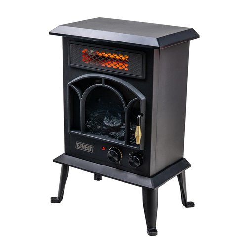 EZ-Heat Electric Fireplace Space Heater with Flame Effect, Adjustable Thermostat, Dual Heat Settings, and Overheat Protection, MT1288