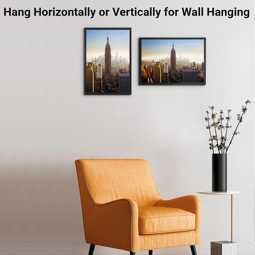 Stable Black Picture Frame by [Brand Name] - 8.5x11 High Definition Plexiglass for Horizontal & Vertical Display