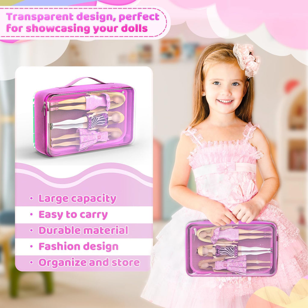 Barbie | 12-Inch Doll Carrying Case - Spacious Design for Dolls & Accessories | Fits 6 Dolls