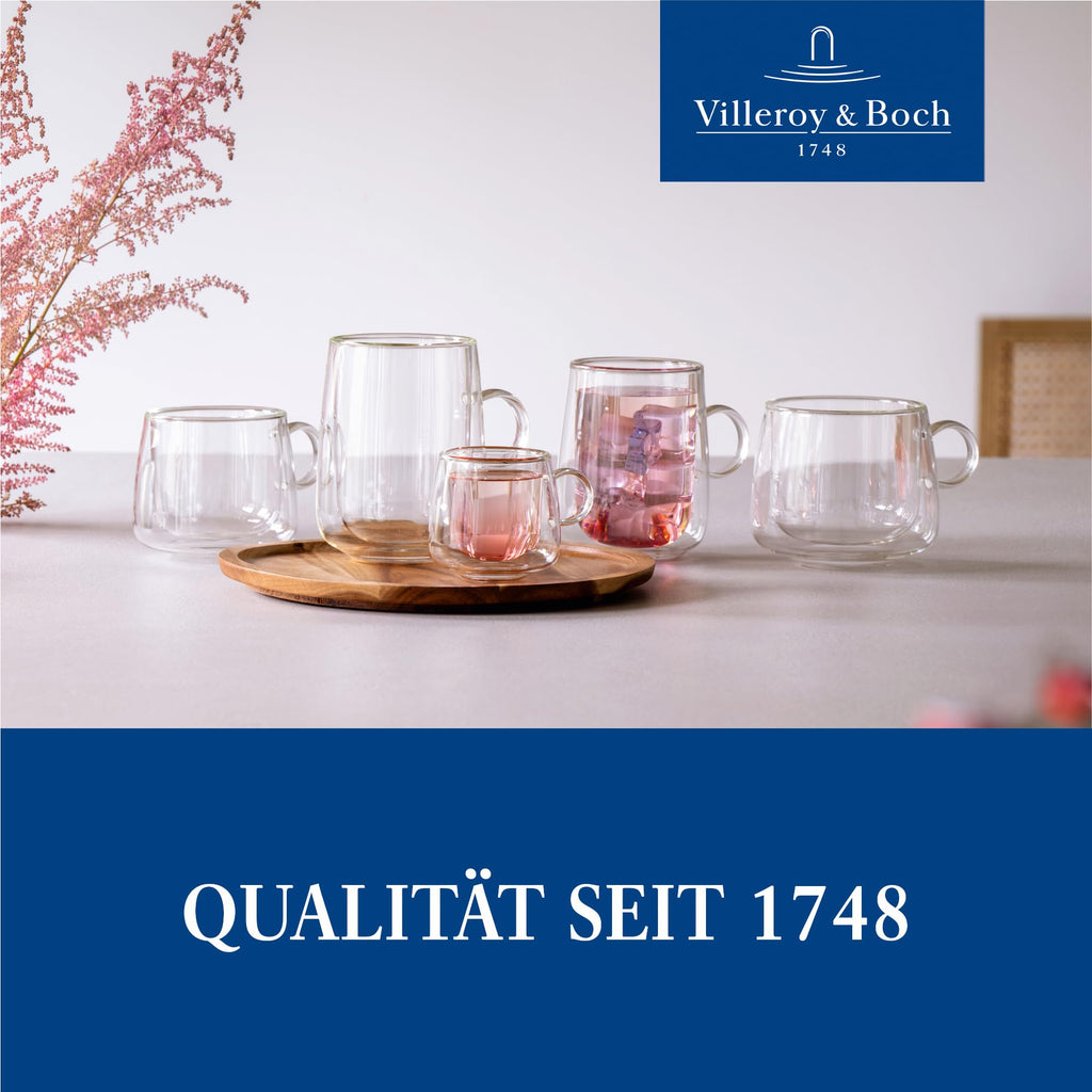 Villeroy & Boch Artesano Hot & Cold Beverages Latte Macchiato Glass Large, Set of 2 Glasses, Double-Walled Glasses for Cold and Hot Beverages, Borosilicate Glass, Dishwasher-Safe, Microwave-Safe