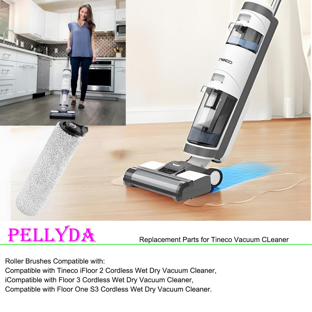 PELLYDA Roller Brush Replacement Parts Compatible with Tineco iFloor 2, iFloor 3,Floor One S3 Cordless Wet Dry Vacuum Cleaner.(iFloor Accessories Replacement Roller Brush 2 Pack)