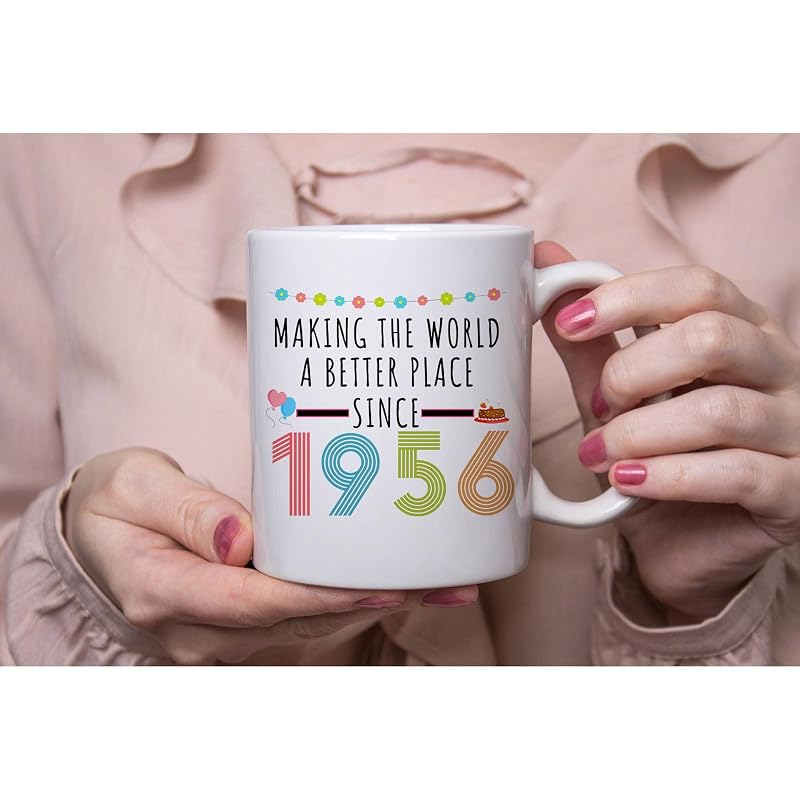 1956 70th Birthday Coffee Mug Gift for Mom Dad Grandma Grandpa - 11oz Double-Sided Funny Gift
