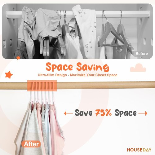 HOUSE DAY Premium Baby Hangers - 20 Pack Slim White Plastic Hangers for Infant & Toddler Clothes