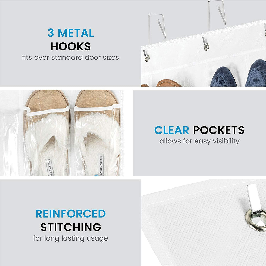 ZOBER Over The Door Shoe Organizer - 24 Pocket Hanging Rack for Shoes, Towels & Toys | Closet & Pantry Storage