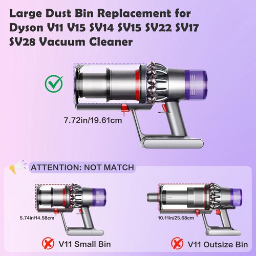 Dust Bin Replacement for Dyson V11 V15 Detect Vacuum Cleaner Canister, Vacuum Bin Replacement for Part 970050-01 and Part 965443-01