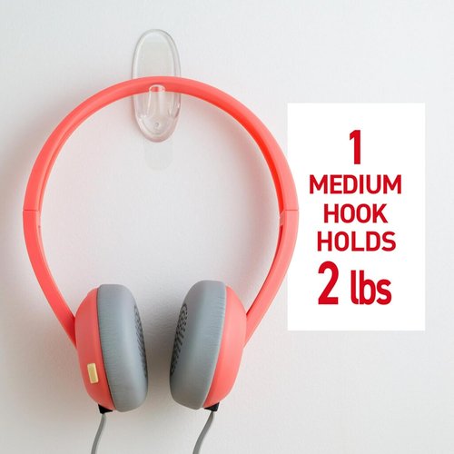 Command Medium Clear Wall Hook - Damage-Free Adhesive Hanging Solution | Holds Up to 2 lb, 7 Hooks & 12 Strips