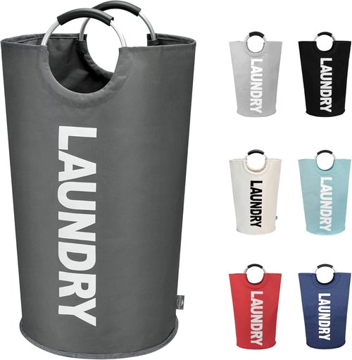 DOKEHOM Large 95L Laundry Basket - Collapsible & Freestanding Clothes Hamper | Dark Grey