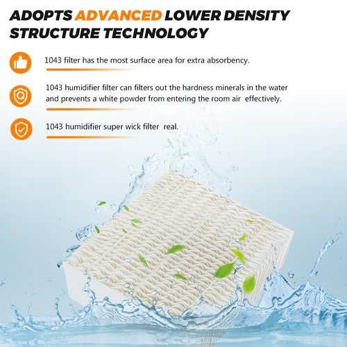 Blutoget 1043 Super Humidifier Wick Filter Replacement for Essick Air AIRCARE EP9500 EP9700 EP9800 EP9R500 EP9R800 821000 826000 826800 831000 Bemis Space Saver 800 8000 Series Humidifiers (2 Pack)