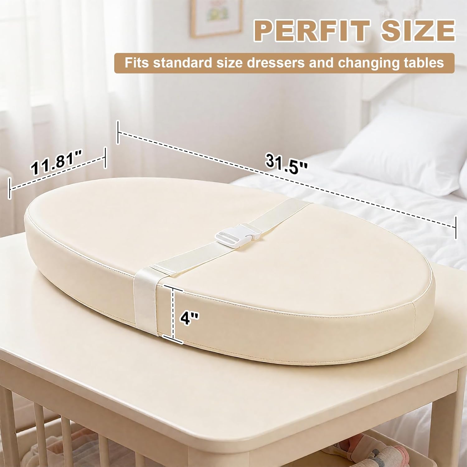 Regine Switzerland Baby Changing Pad - Waterproof PU Cover, Contoured Design, Portable & Lightweight, Beige