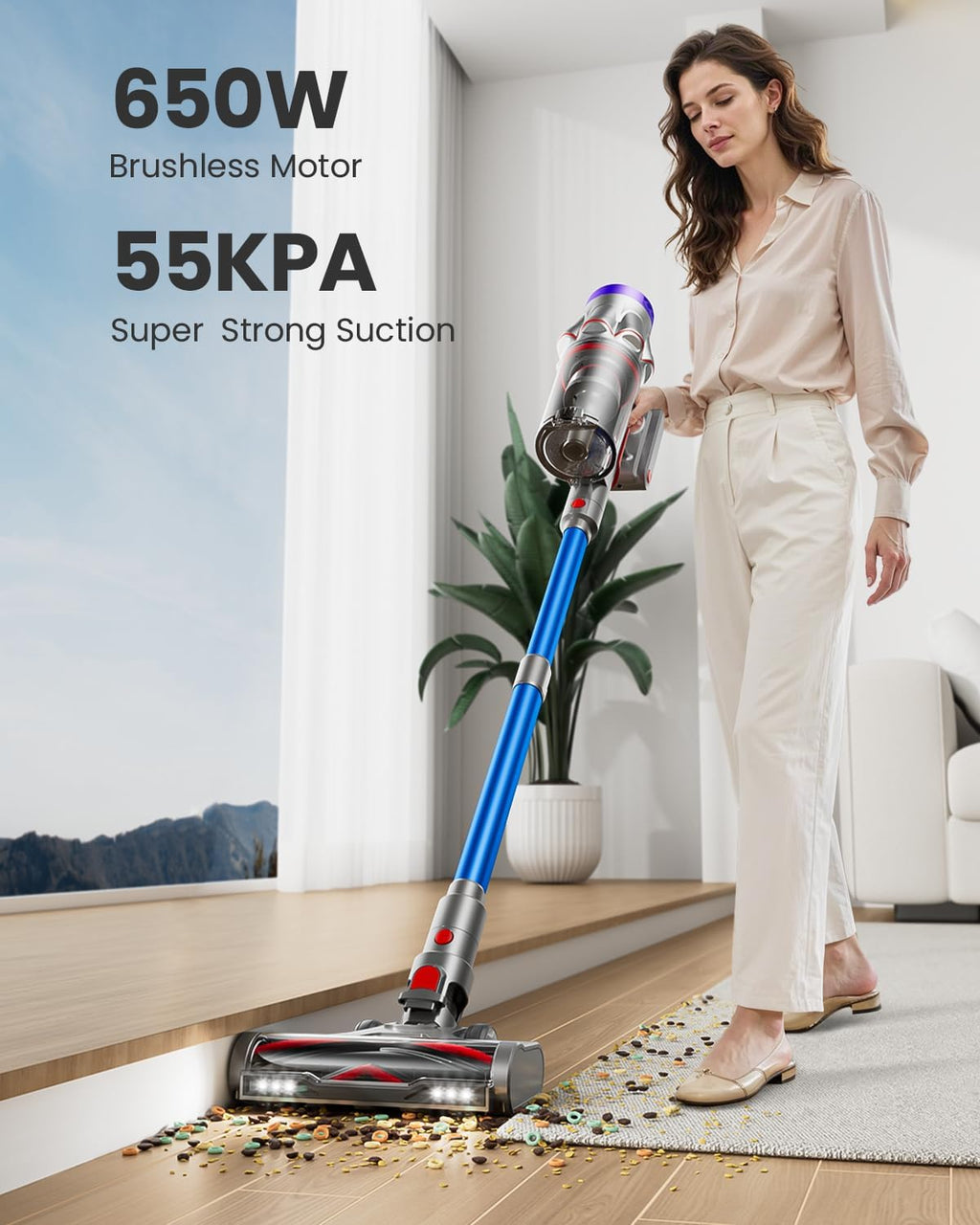 Skiennix Cordless Vacuum Cleaner - 55KPa Powerful Suction | 70-Minute Runtime for Home & Pet Hair