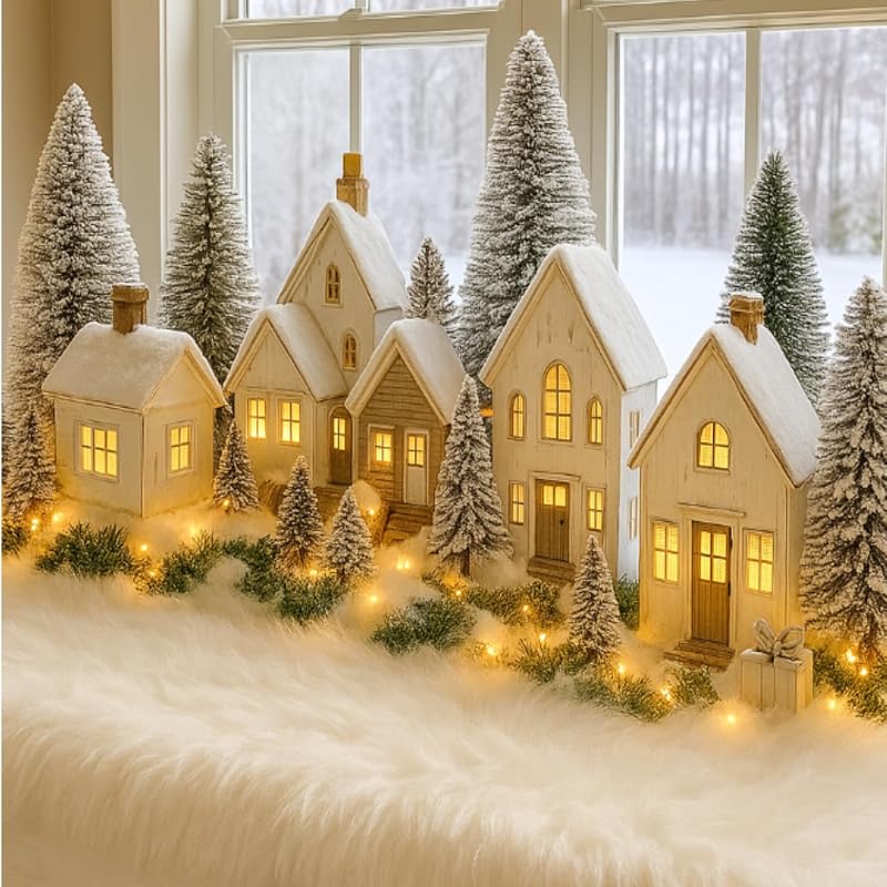 2 Pcs White Fluffy Snow Blanket 2.6 x 7.9 ft for Christmas Village Scene (Variation: White+2+2.6 x 7.9 ft)
