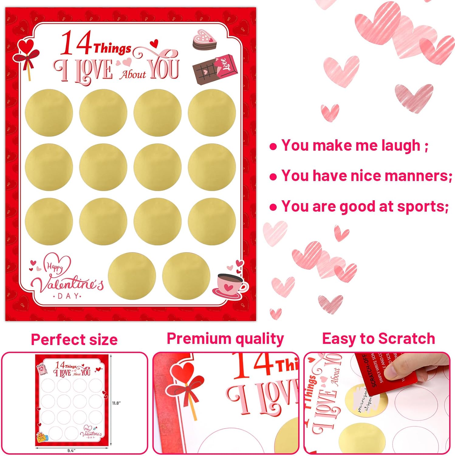 WorldBazaar Scratch Off Cards - 14 Things I Love About You | Valentine's Day Gift Set (2 Pcs)