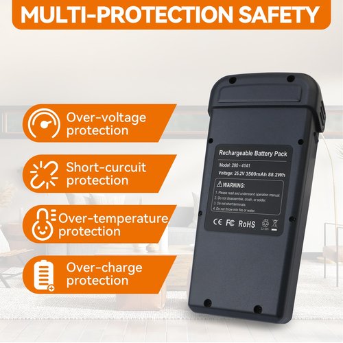 Battery Replacement for Bissell 4141 4143 4026 4031 4039 4051 4052 4091 4137 4172 4173 4194 4205 4342 Vacuum, Bissell PowerClean FurGuard 280W & PowerClean FurFinder 200W Cordless Vacuum 25.2V 3500mAh