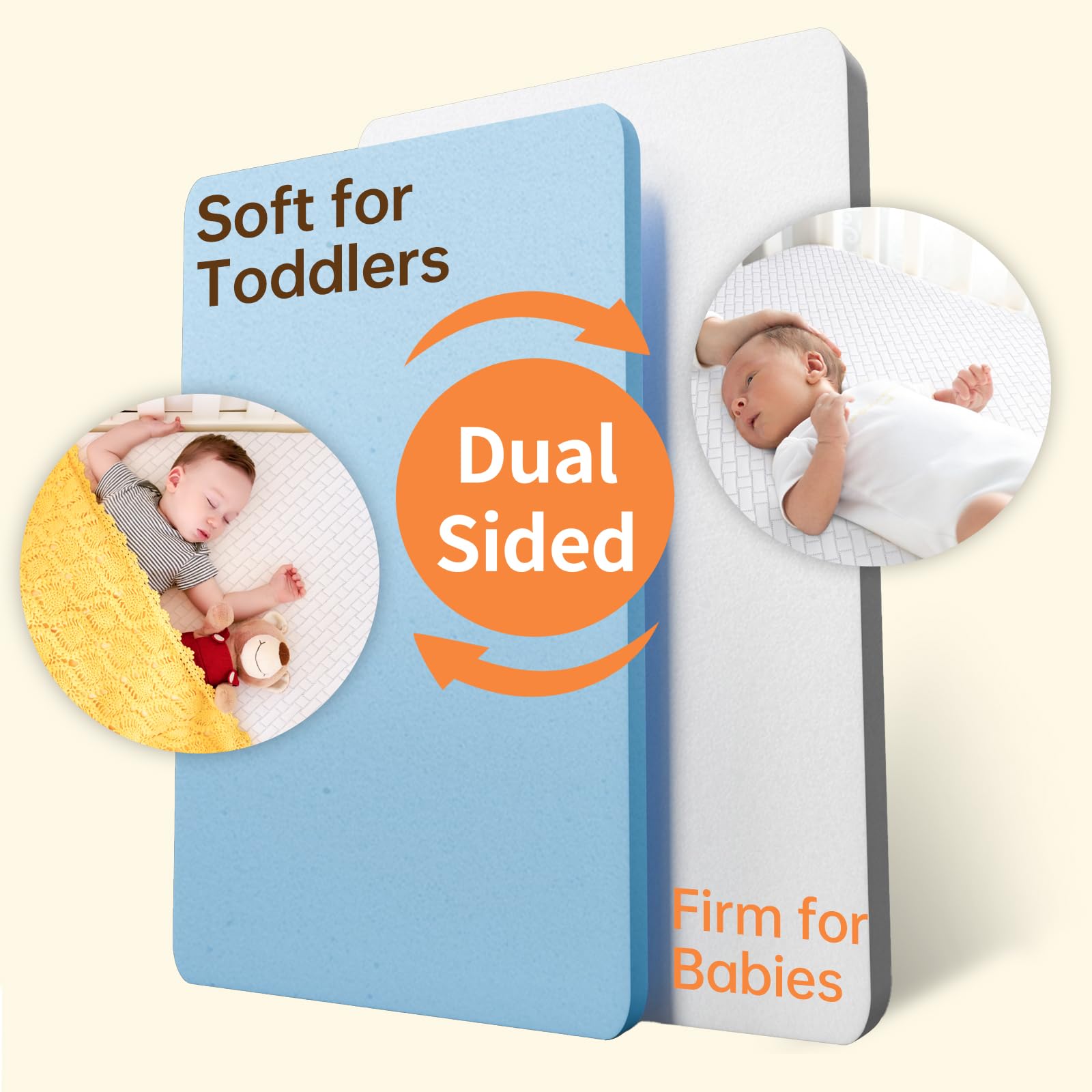 HREVAI Pack and Play Mattress,38"x26" High Resilience Dual Sided Memory Foam Pack N Play Mattress Pad for Baby,Mattress for Pack N Play with Breathable Removable Cover Non-Slip Bottom