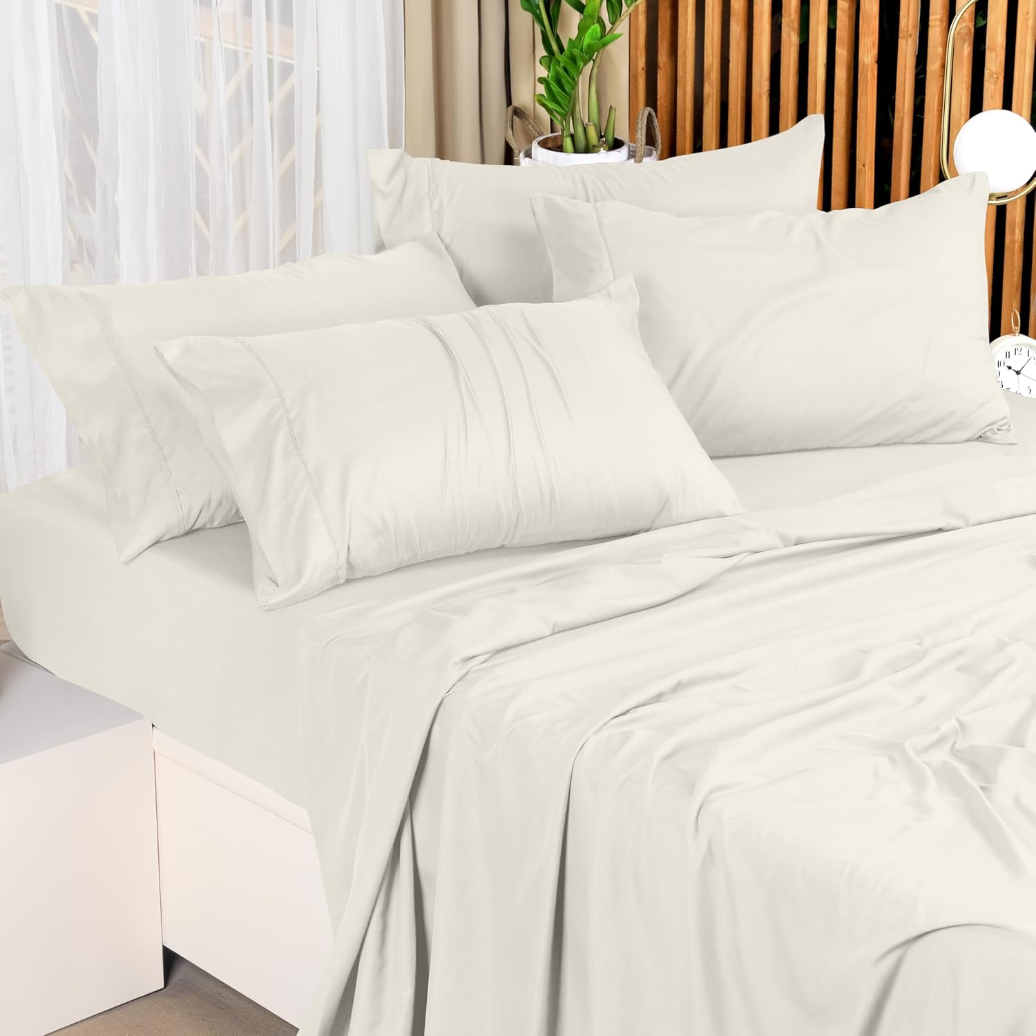 Utopia Bedding Queen Size Sheet Set - Soft, Breathable Microfiber | 4-Piece Ivory Bed Sheets