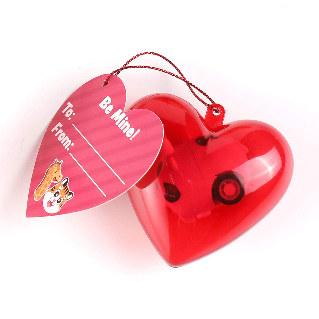 JOYIN 28 Pack Valentine Day Animals Pull Back Vehicles for Kids with Gift Cards and Filled Hearts, Go Car Toy Sets for Toddlers Kids Valentine School Classroom Exchange